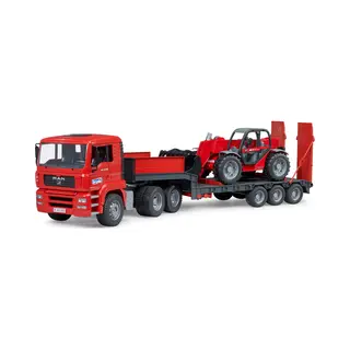 Bruder® Spielzeug-Lkw 02774 Man Tga, (Tieflader Mit Manitou Teleskoplader, 2-tlg), Baufahrzeug, Baustellenfahrzeug, Für Kinder Ab 3 Jahren, Rot