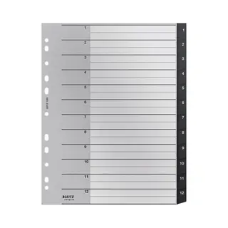 Leitz 12090000 indextab Blanco tabbladindex Polypropyleen (Pp) Zwart, Wit
