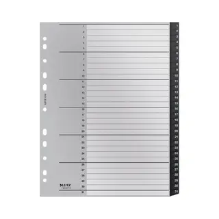 Leitz 12180000 indextab Numerieke tabbladindex Polypropyleen (Pp) Zwart, Wit