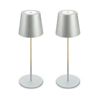 B.K.Licht Briloner Kiki - Set Van 2 Tafellampen Oplaadbaar - Dimbaar - In Hoogte Verstelbaar - Usb - IP44 Voor Buiten & Binnen - Ø12 X 36 Cm - Chroom