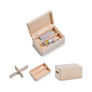 Zeller Kistje - Met Deksel - 30 X 20 Cm - Hout - Met Inzet Tray - Kantoorbenodigdheden - Hobbybenodigdheden - Kisten Met Vakken