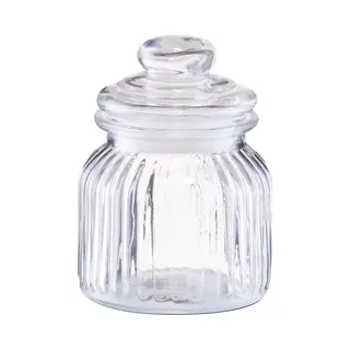 Zeller Voorraadpot - Glas - 600 Ml - Relief - 11 X 14, 5 Cm - Rond - Bewaarpot