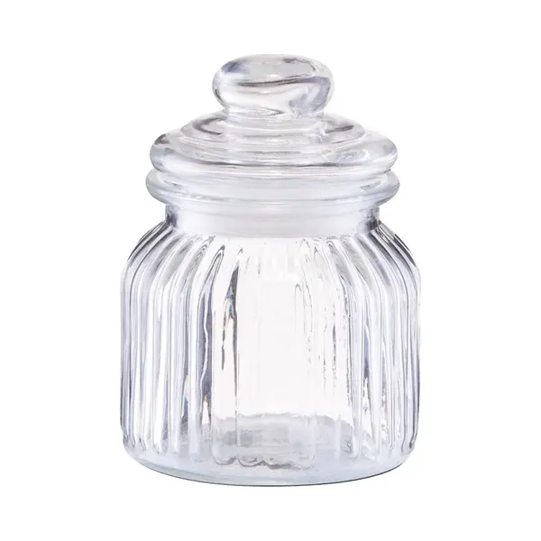 Zeller Voorraadpot - Glas - 600 Ml - Relief - 11 X 14, 5 Cm - Rond - Bewaarpot thumbnail