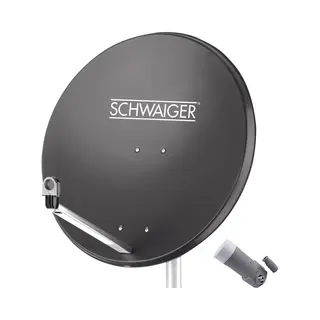 Schwaiger Sat Anlage 80 Cm 1 Teilnehmer Single-Lnb Anthrazit (Dvb-S / -S2), Sat Spiegel + Sat Antennen, Grau