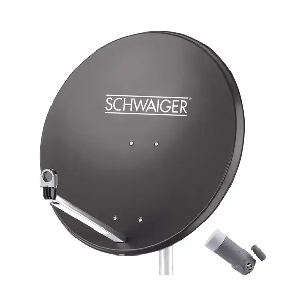 Schwaiger Sat Anlage 80 Cm 1 Teilnehmer Single-Lnb Anthrazit (Dvb-S / -S2), Sat Spiegel + Sat Antennen, Grau thumbnail