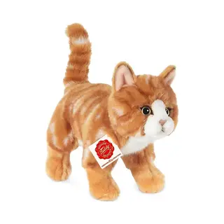 Teddy Hermann Hermann Teddy Knuffeldier Kat/poes - Zachte Pluche Stof - Premium Kwaliteit Knuffels - Rood/oranje - 20 Cm