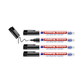 Edding 8400/4 Cd/dvd/bd Marker Blister - Zwart - 4 Stuks - 0, 5-1mm