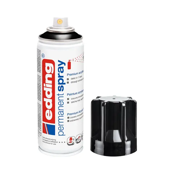 Edding 5200 Permanent Spray – Dark Black Gloss – 200 Ml – Acrylic Spray Paint For Painting Or Decorating Glass, Metal, Wood, Ceramic, Plastic, thumbnail