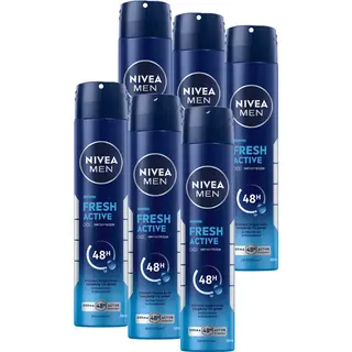 Nivea Men Fresh Active Deodorant Spray - 48u Bescherming - Aluminiumvrij - Voordeelverpakking - 6 X 200 Ml
