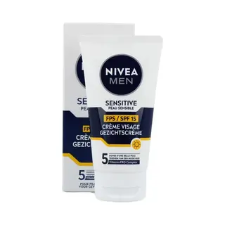 Nivea, Gezichtscrème, Men Sensitive Face Cream Sensitive Skin Spf15 75 Ml (75 ml, Dagcrème, Spf 15)