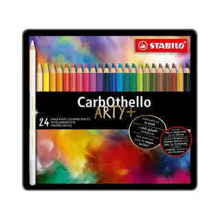 Stabilo CarbOthello, Kalkpastel Kleurpotlood, Verkrijgbaar In 60 Kleuren, Metalen Etui Met 24 Kleuren