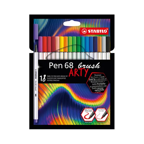 Stabilo Pen 68 brush Arty Filzstift Gemischte Farben 18 Stück(e) thumbnail