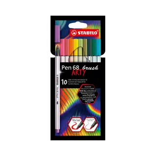 Stabilo Pen 68 brush, premium brush viltstift, Arty etui met 10 kleuren