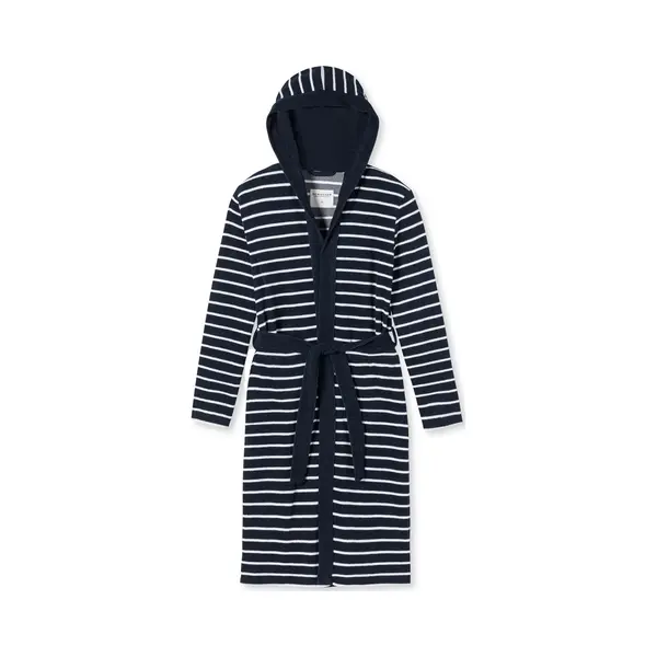 Schiesser Badjas 'Feather Terry' Donkerblauw / Wit thumbnail