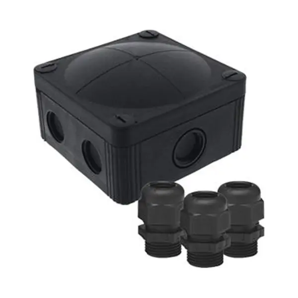 Wiska Combi 407 Universeel Kabeldoos + 3 Wartels 95x95x60mm - IP66/67 - Zwart thumbnail