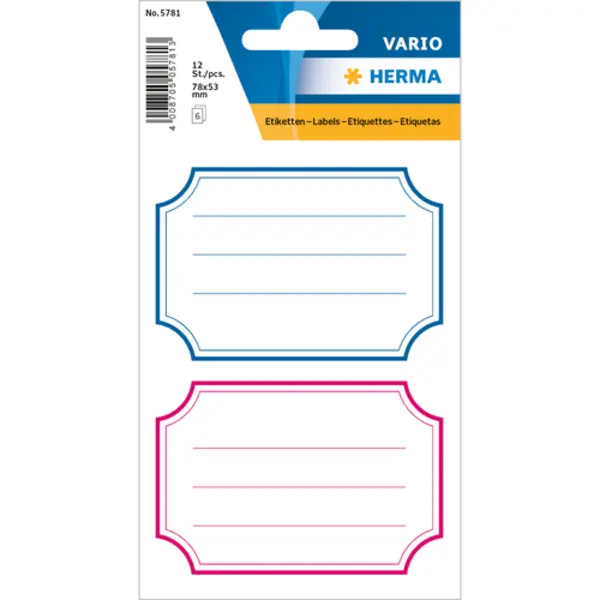 Herma 5781 etiket Rechthoek Permanent Blauw, Roze, Wit 12 stuk(s) thumbnail