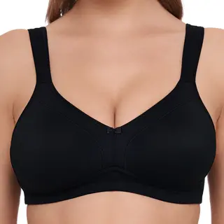 Susa Bh Damen Ohne Bügel I Topsy 7077 I 90B Schwarz I Bügelloser Bh Mit Unterbrustband I Nahtlos Vorgeformte Cups & Verstellbare Träger I Seamless