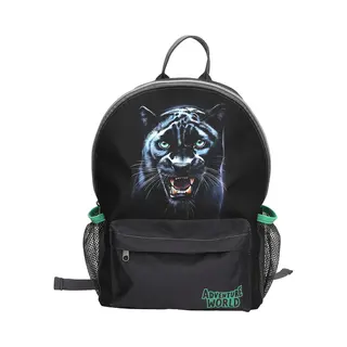 Dino World + Action Panther rugzak School rugzak Zwart Polyester, Zink, Rubber, Kunststof