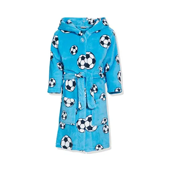 Playshoes Unisex Kinder Fleece-Bademantel Morgenmantel, Blau Fußball, 134/140 thumbnail