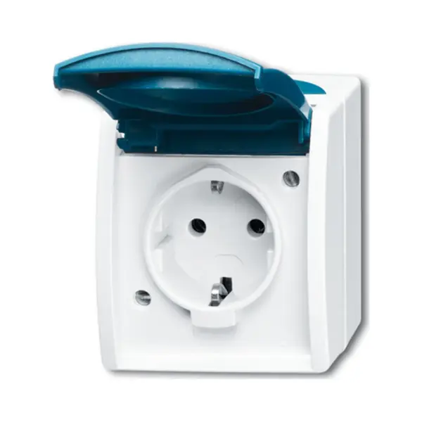 Busch-Jaeger 2083-0-0817 wandcontactdoos Cee 7/3 Blauw, Wit thumbnail