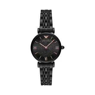 Emporio Armani Gianni T-Bar AR11245 Women's Watch – 32mm Black Pvd Pave Crystal Dial