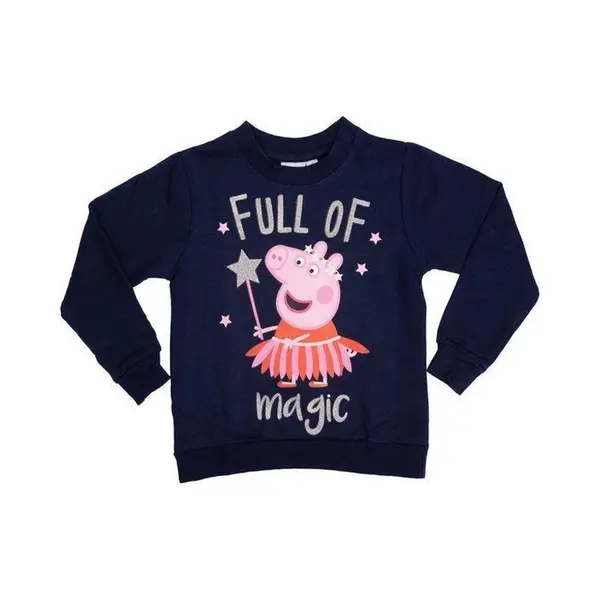 Peppa Pig Sweatshirt - Met Glitterprint - Donkerblauw - Maat 122/128 thumbnail