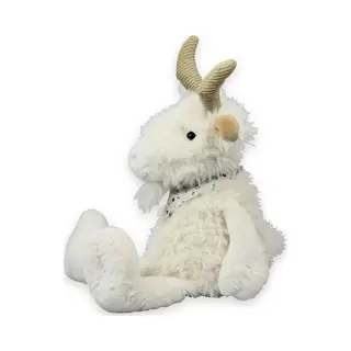 Inware Pluche Geit Knuffeldier - Wit Zittend Model - 19 Cm