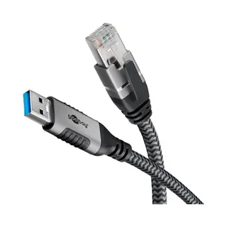 Goobay 70498 Kabeladapter Usb A Rj-45 Schwarz, Silber