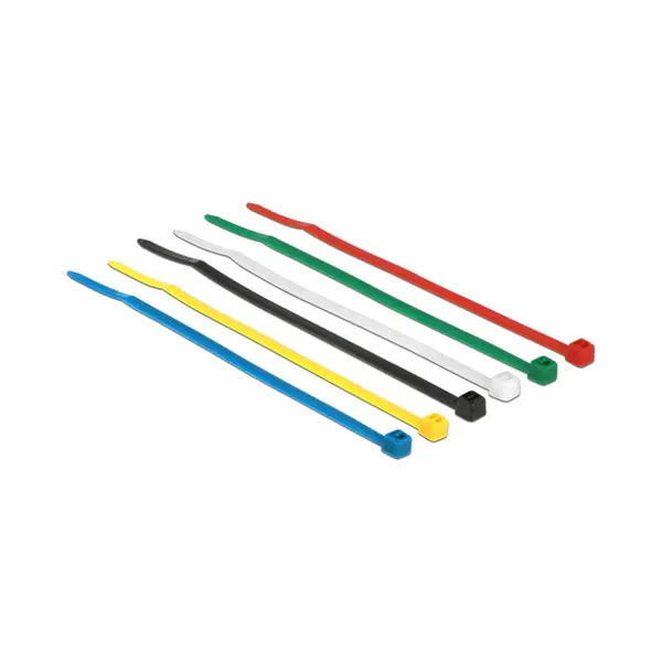 DeLOCK 18627 kabelbinder Nylon Zwart, Blauw, Groen, Rood, Transparant, Geel 100 stuk(s) thumbnail