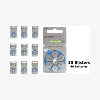 Power One - Gehoorapparaat Batterijen - Kwikvrij - 60 Stuks ( 10 Blisters A 6 Stuks) - 675