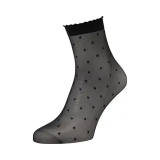 Falke Dot Gedessineerd Materiaal Ultra Transparant 15 Den Sokken Dames Zwart - Maat 39-42