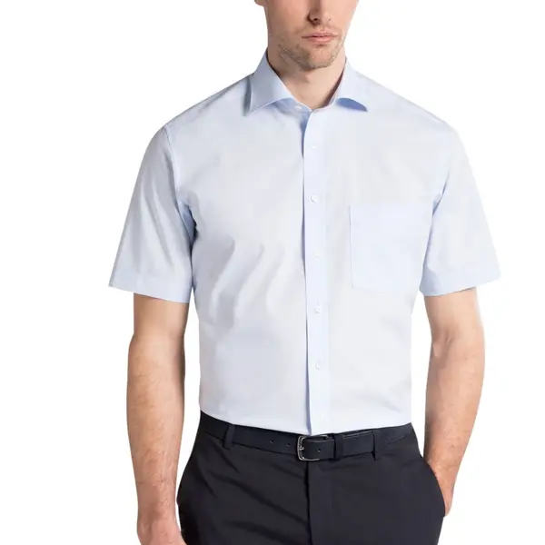 Eterna Mens Cotton Poplin Short Sleeve Formal Shirt - Light Blue - 39 thumbnail