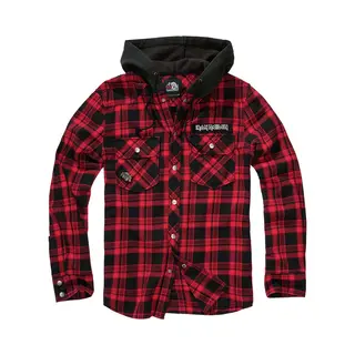 Iron Maiden Check Shirt Hooded Eddie Longsleeve Black Dark Red