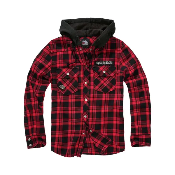 Brandit Maiden Check Shirt Hooded Eddi, Farbe, Dark Red+b, Größe, 4XL thumbnail