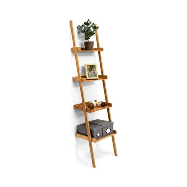 Relaxdays 10019169 stelling Aanpasbare stelling Muur gemonteerd Bamboo Bruin thumbnail