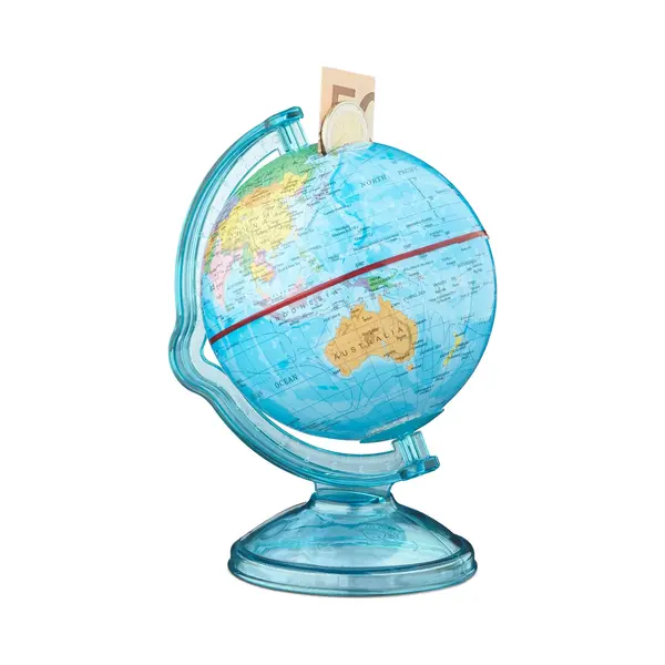 Spaarpot Wereldbol - Draaibaar - Engels Opschrift - 16, 5 X 14 X 14 Cm - Kinderen thumbnail