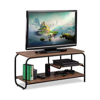 Relaxdays - Tv Board, Industrie Design, Receiverablage, Stauraum Cds & Dvds, Fernsehtisch Hxbxt 43x90x35 Cm, Braun/schwarz