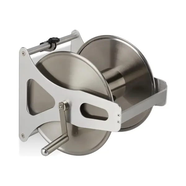 Relaxdays - Hose Reel, Floor & Wall, H X W X D, 30.5 X 45 X 36.5 Cm, Metal, Stainless Steel & Aluminium, Silver thumbnail