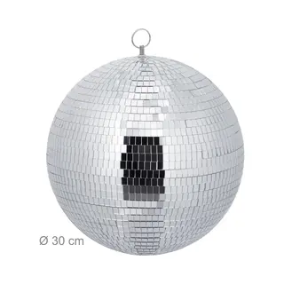 Relaxdays Disco-bal (30 cm), Spiegelbol, Zilver