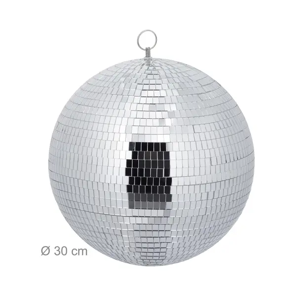 Relaxdays Disco-bal (30 cm), Spiegelbol, Zilver thumbnail