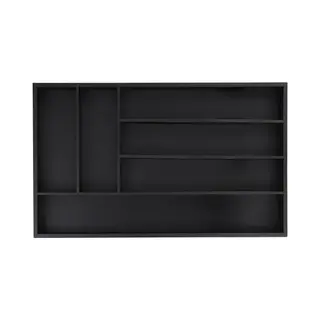 Relaxdays Bamboo Cutlery Tray, 6 Compartments, Hwd, 5 X 46 X 28 Cm, Kitchen Drawer Insert, Silverware Organiser, Black