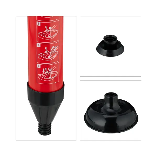 Drain Cleaner Pump, 2 Attachments For Wc, Shower, Washbasin, Pressure, Chemical-free, 42 X 15 Cm, Black/red - Relaxdays thumbnail
