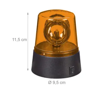 Relaxdays Led Party Lights, Set Of 2, Rotating Reflector, Birthday, Battery Operated, Police Signal, Warning, Orange