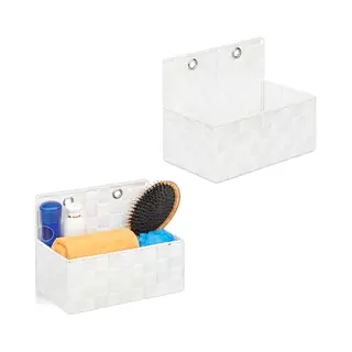 Opbergmandjes Badkamer - Set Van 2 - Hangend - 20 X 25 X 16, 5 Cm - Wit
