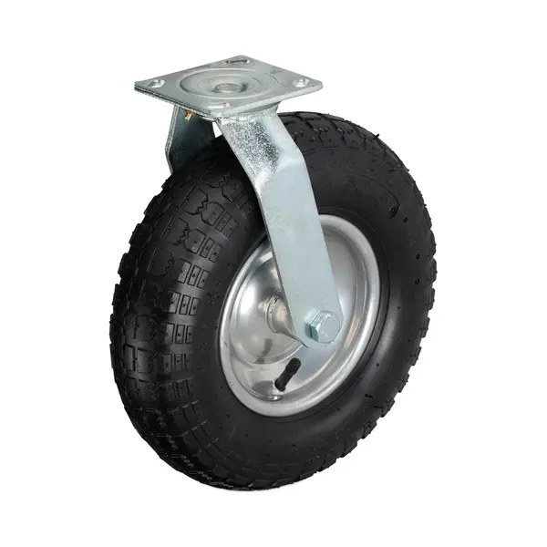 Zwenkwiel Luchtband - 300 Mm - Met Plaatje - Tot 120 Kg - Zwaarlast - Zwart-zilver thumbnail