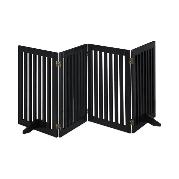 Relaxdays - Safety Gate For Children & Pets, With Feet And Floor Protectors, Free-standing Barrier, 92 X 206.5 Cm, Black thumbnail