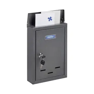 Relaxdays Letter Box With Name Plate, Metal, Lockable, With 2 Keys, Post Box, Hwd, 30.5 X 21 X 7 Cm, Wall-Mounted, Grey