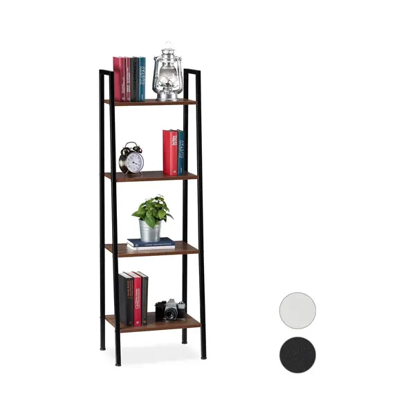 Relaxdays Standing Bookcase, Modern Ladder Rack With 4 Shelves, Plants, Books Etc., Hwd, 136 X 44 X 31.5 Cm, Brown thumbnail