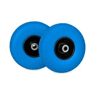 Relaxdays Schubkarrenrad 3.00-4, 2er Set, Pu Vollgummi, Stahlfelge, Pannensicheres Sackkarrenrad, 100 Kg, Schwarz/blau