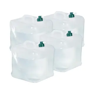 Relaxdays - Faltkanister 4er Set, 20 Liter, Faltbare Wasserkanister Mit Hahn, Bpa-frei, Plastikkanister, Transparent/grün